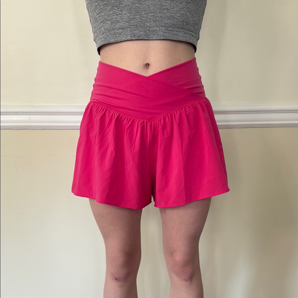 Aerie high waisted crossover flare shorts